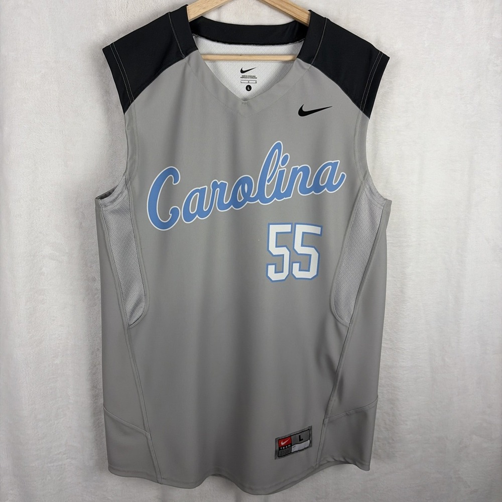 North Carolina Tar Heels Nike Team #55 Basketball Jersey Gray Blue Size Large